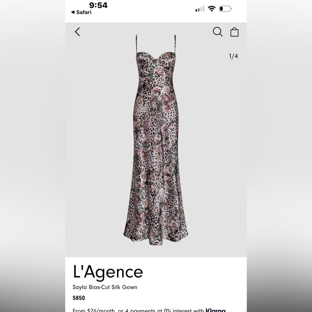 L'AGENCE sayla bias-cut silk gown NWT